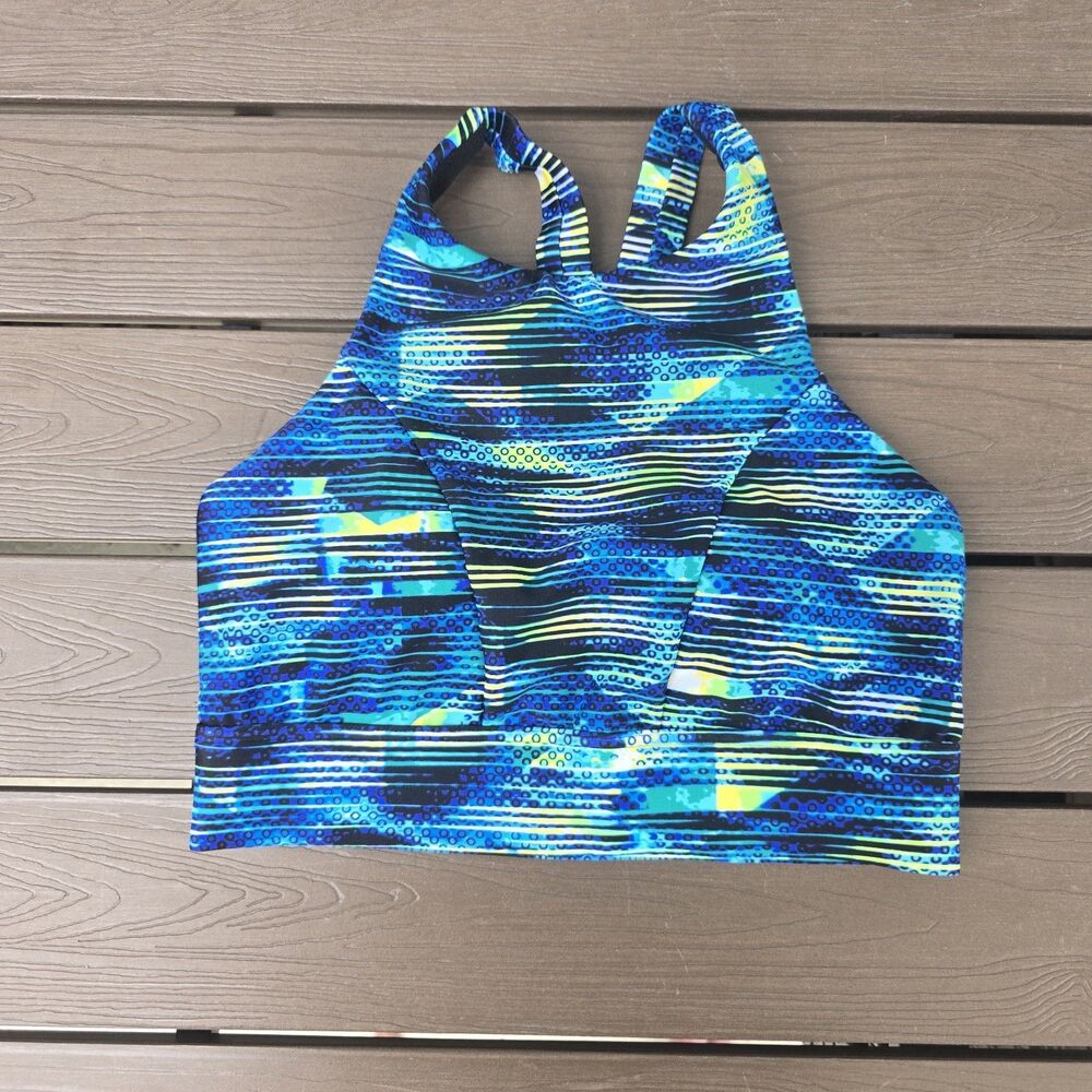 TYR Teal/black Striped Amira Swim Top, Women's Size Small New Sample